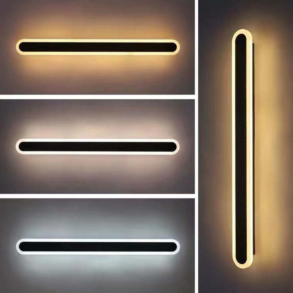Lámpara de pared para exterior moderna, negra, resistente al agua