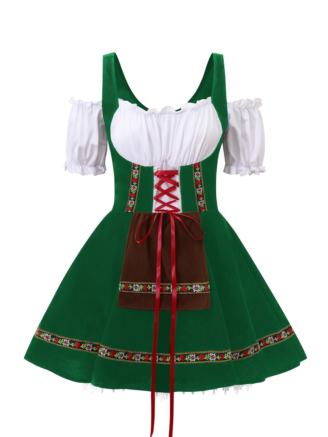 Sukienka damska plus size bawarski kostium na Halloween | Mini z bufkami