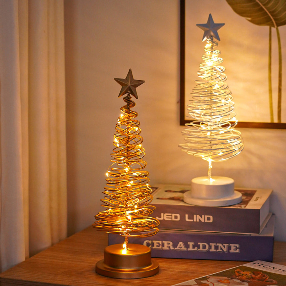 Lámpara de mesa con luces LED y árbol de metal
