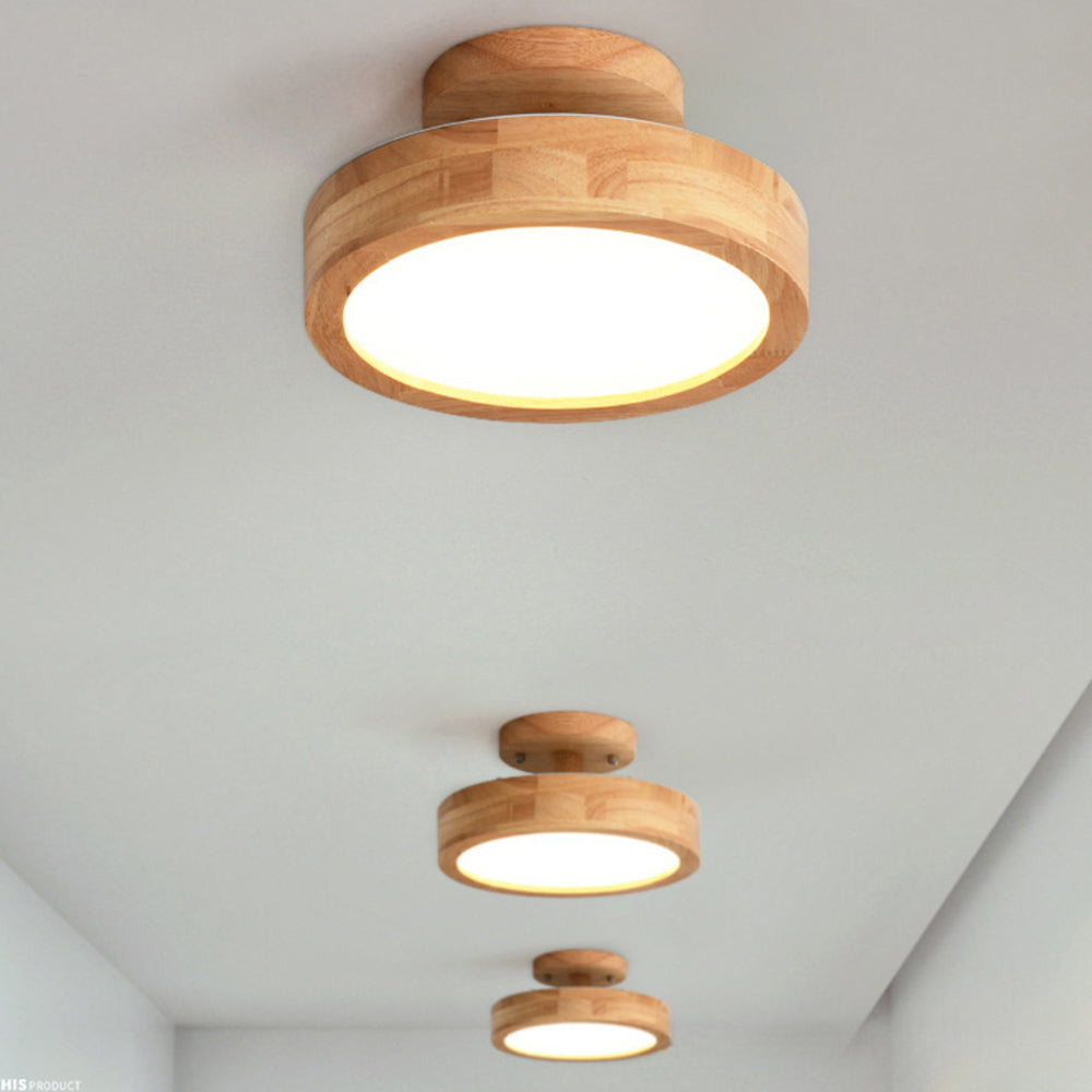 Lámpara de techo de madera con luz LED empotrada