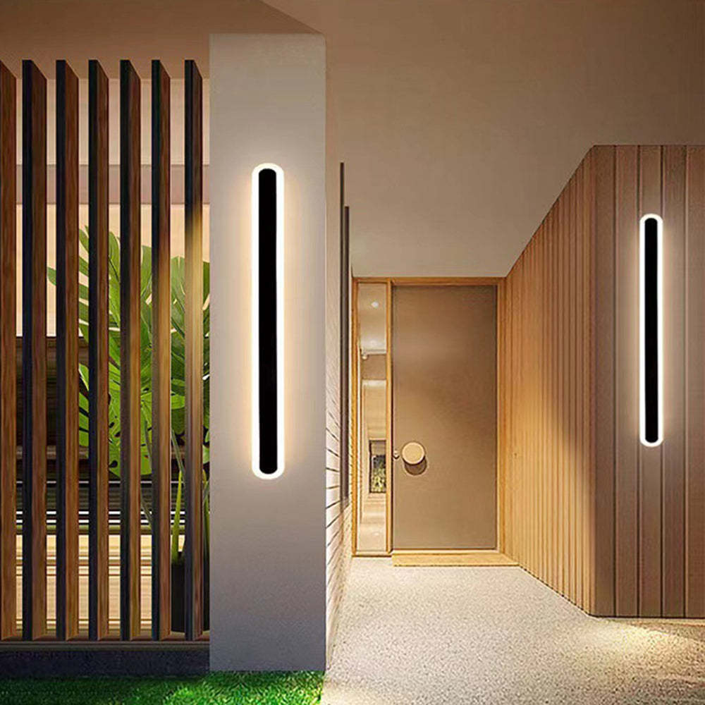 Lámpara de pared para exterior moderna, negra, resistente al agua