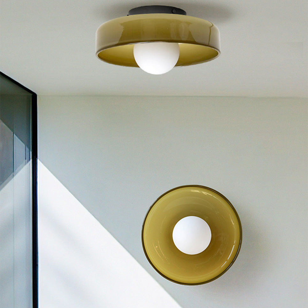 Lampada da soffitto moderna con struttura rotonda in vetro