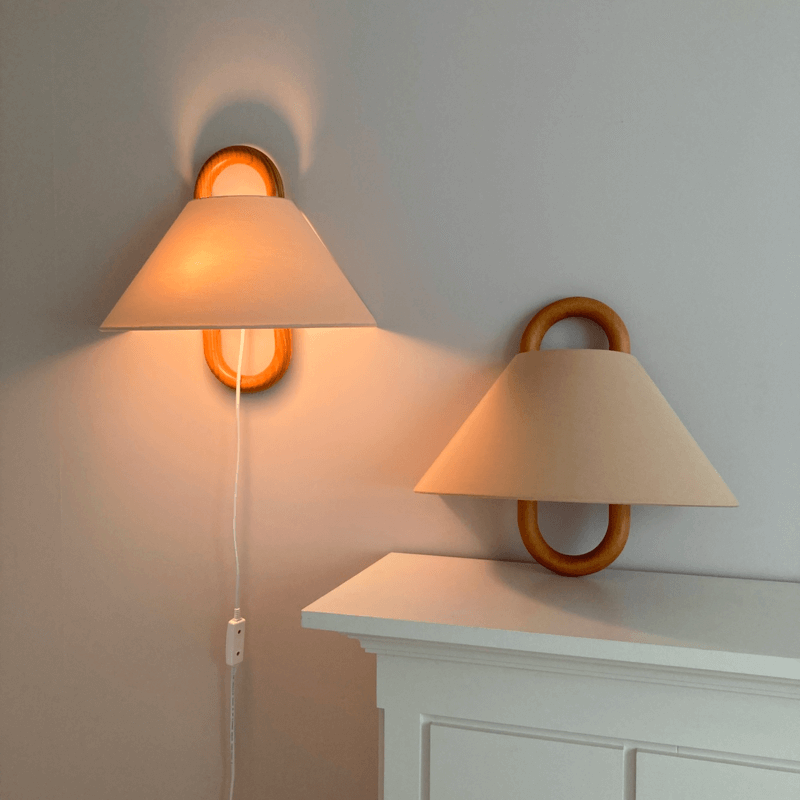 Wandlampe Modern Holz Stoff Wandleuchte Lampe