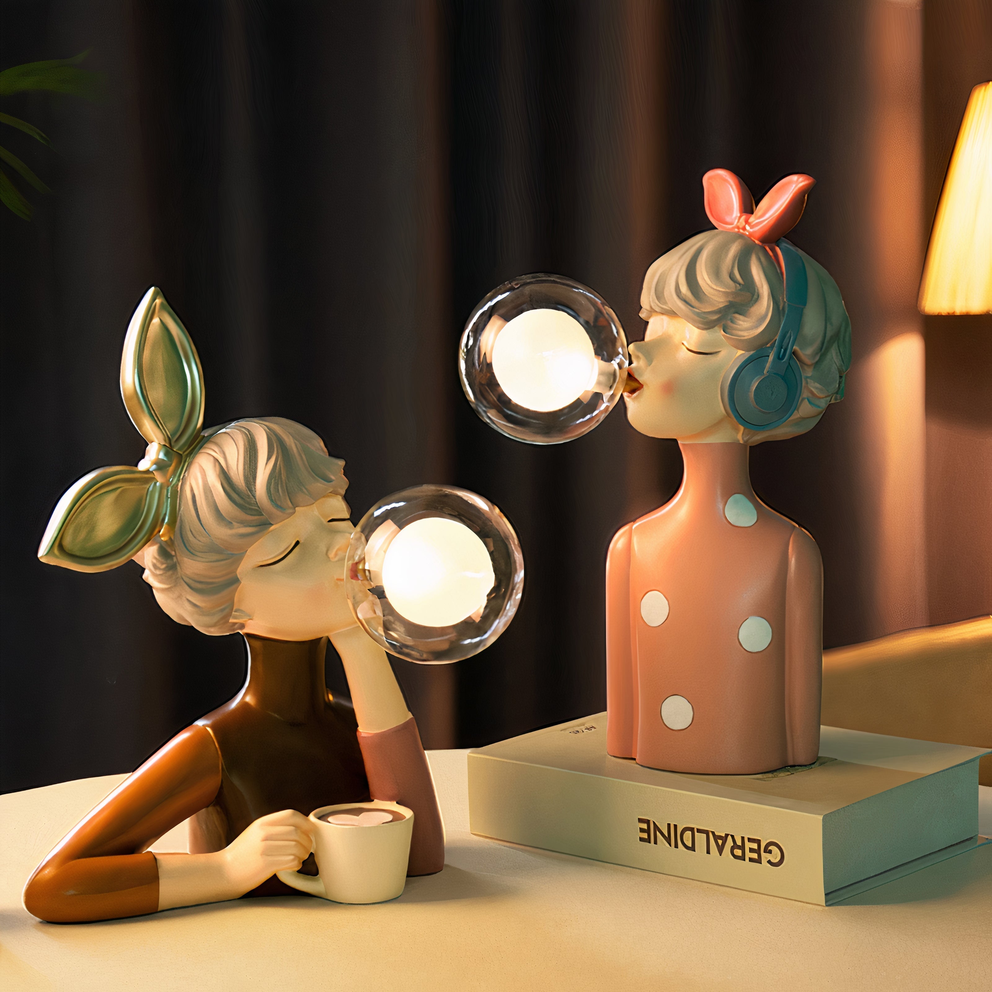 Table Lamp Resin Decorative Modern Girl Design