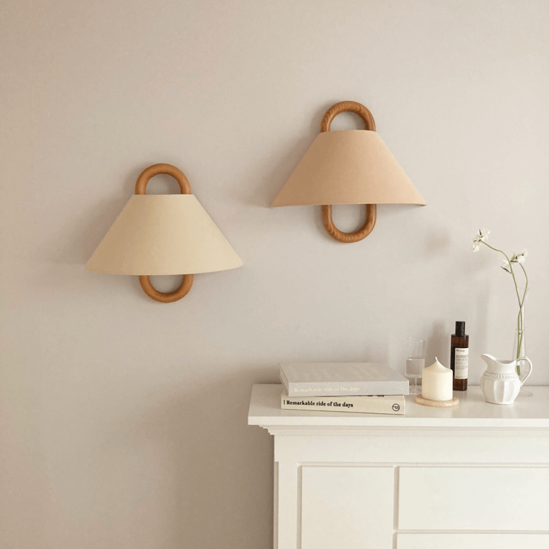 Wandlampe Modern Holz Stoff Wandleuchte Lampe