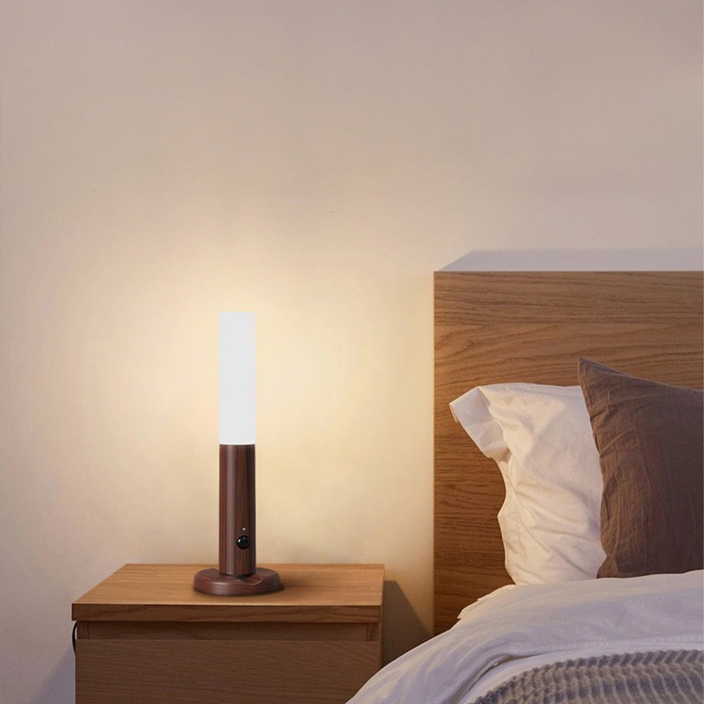 Lámpara de pared LED con sensor de movimiento de madera