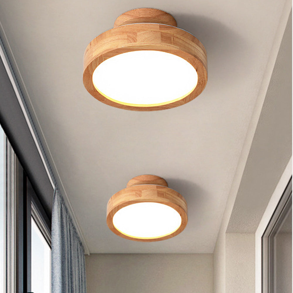 Lámpara de techo de madera con luz LED empotrada