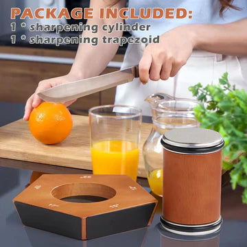 Kit d'aiguiseur de couteaux avec base en bois magnétique