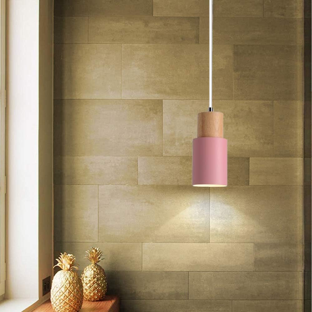 Pendant Light Modern Wood Black Cylinder Fixture