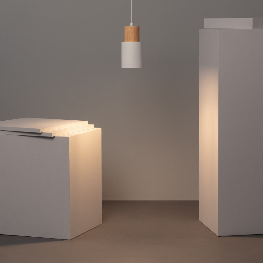 Pendant Light Modern Wood Black Cylinder Fixture