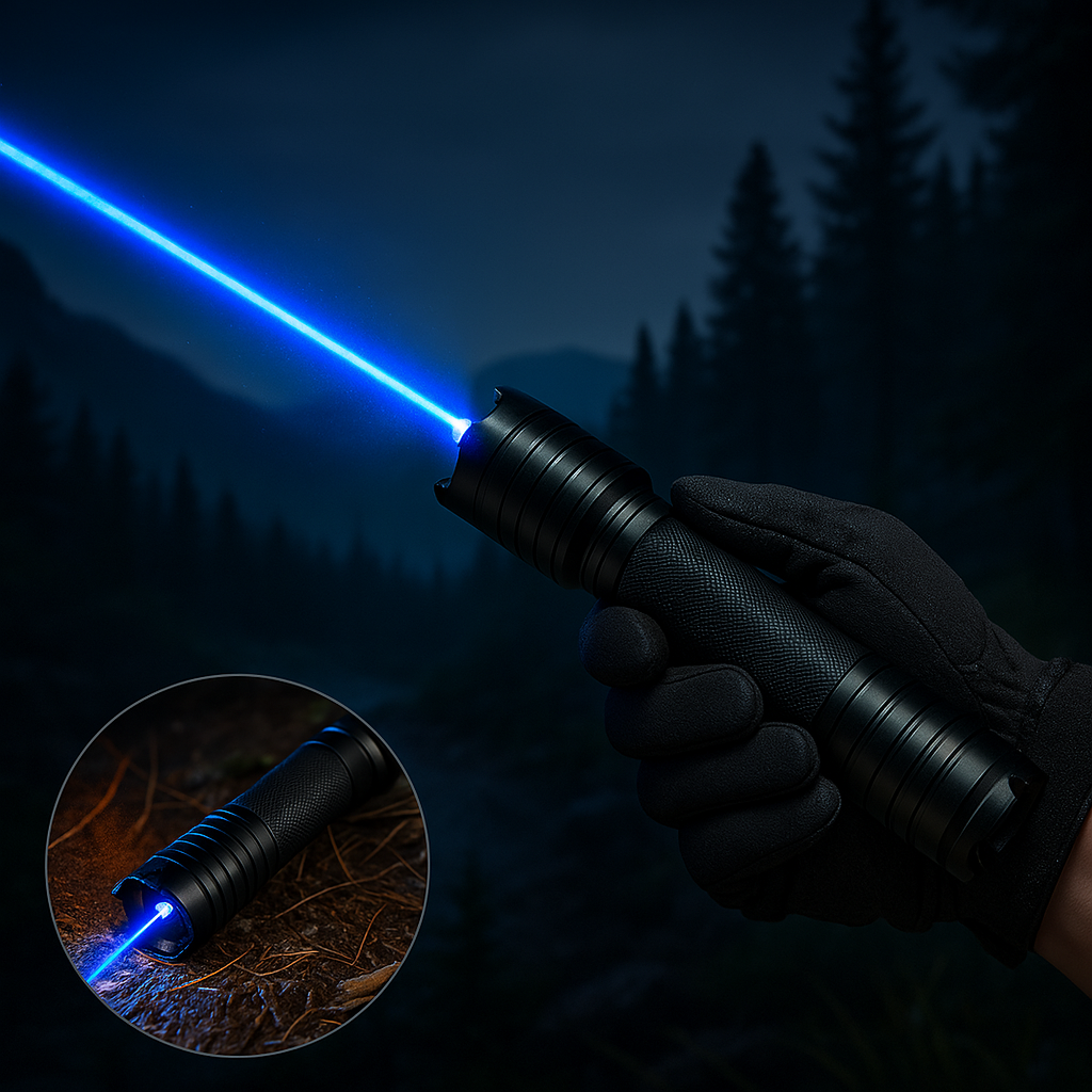 Torche laser faisceau bleu lampe de poche tactique extérieure