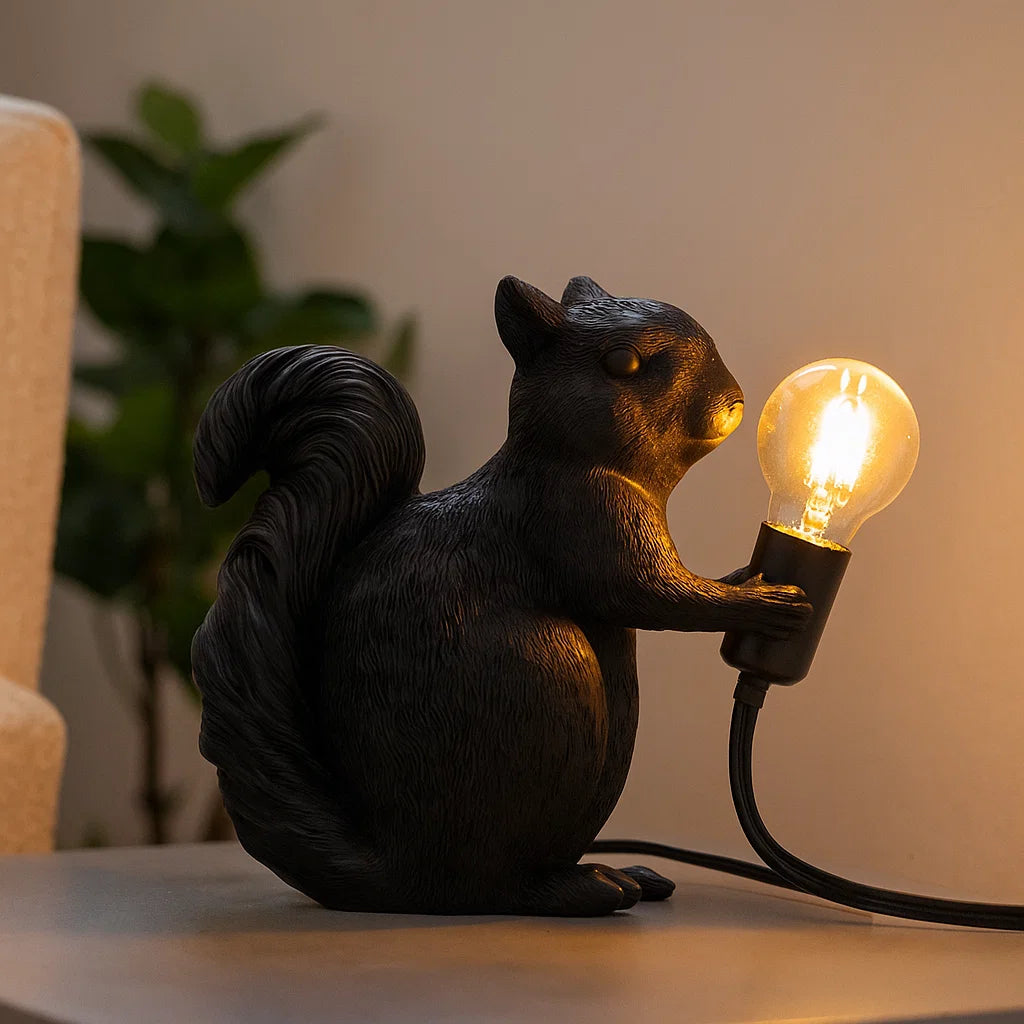 Lámpara de mesa resina ardilla luz animal