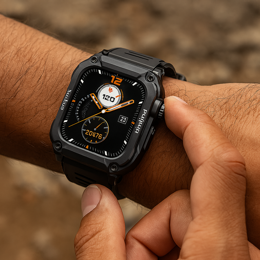 Reloj inteligente resistente con monitor de actividad física para exteriores, color negro