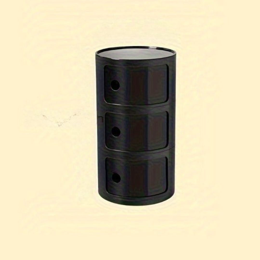 Bedside Table with Round Plastic Storage Drawers