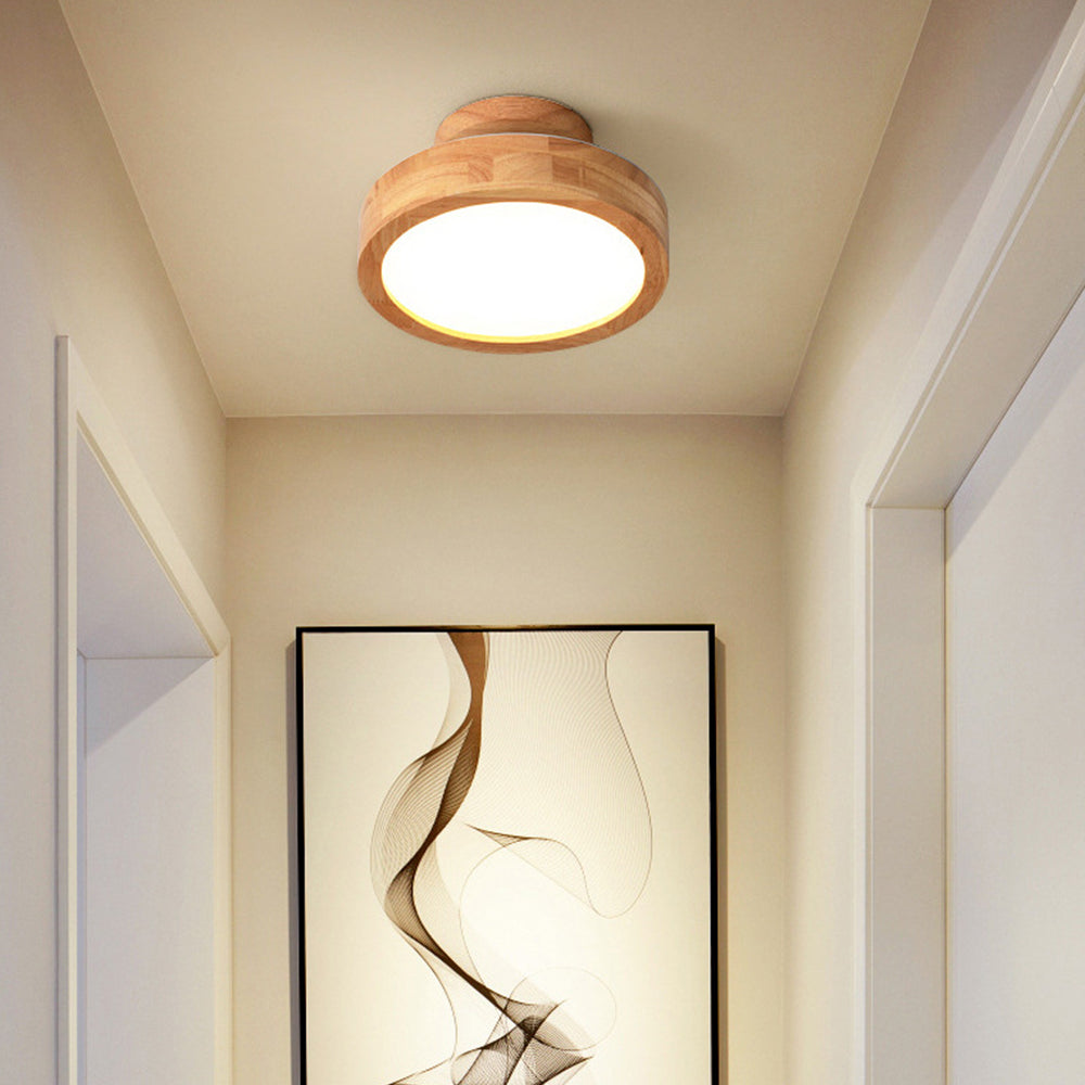 Lámpara de techo de madera con luz LED empotrada