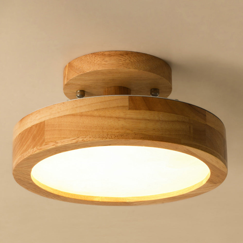 Lámpara de techo de madera con luz LED empotrada