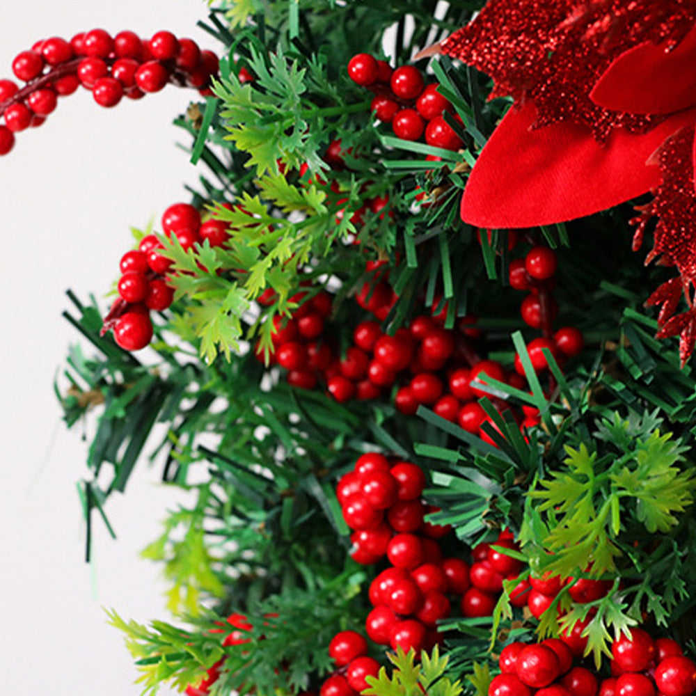 Weihnachtskranz mit LED-Lichtern und Schleife