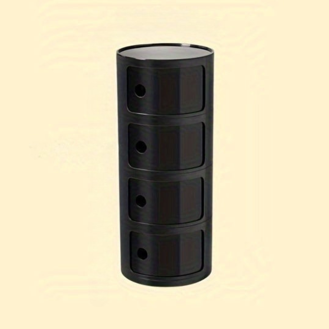 Bedside Table with Round Plastic Storage Drawers