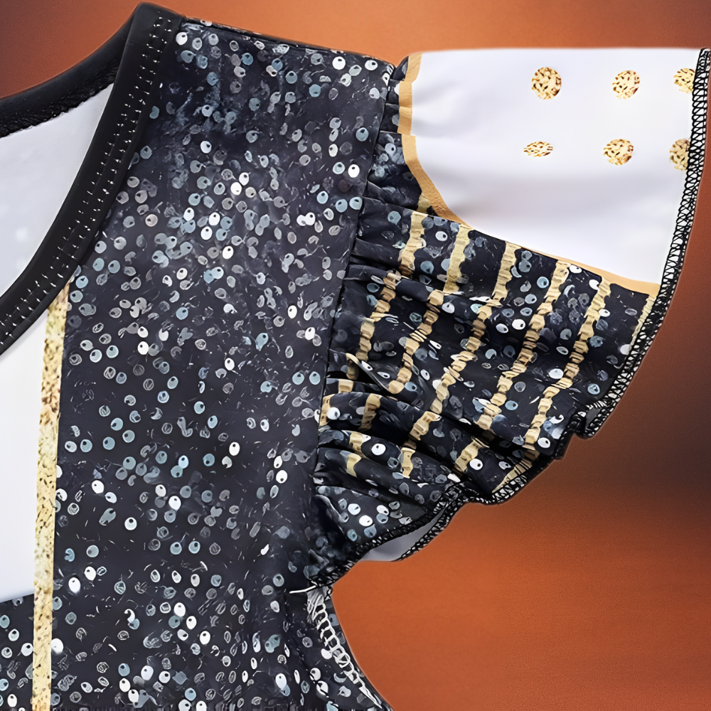 Costume Kpop Halloween pour enfants Robe de star de la pop Imprimé paillettes Tenue de scène pour performance