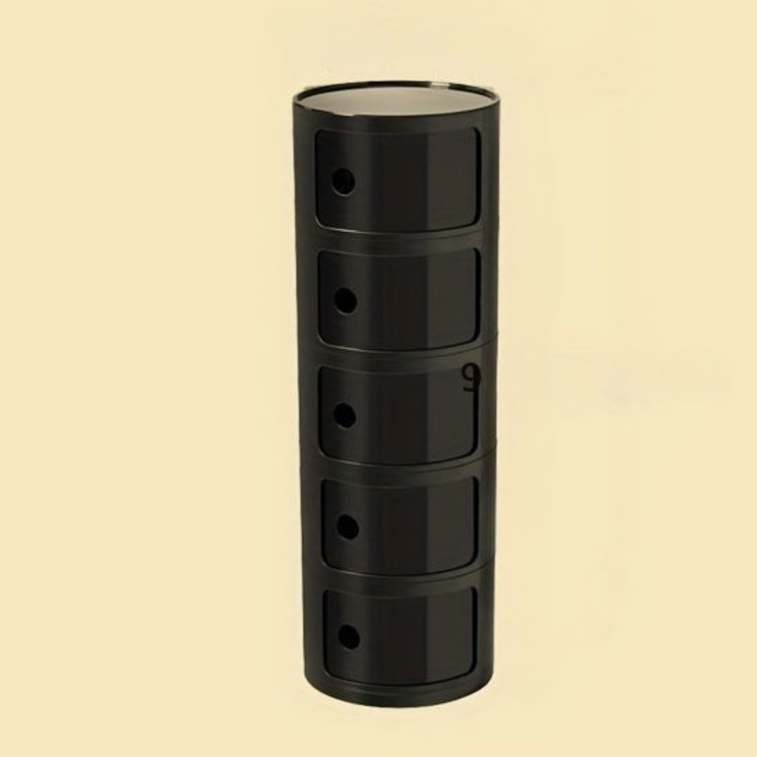 Bedside Table with Round Plastic Storage Drawers