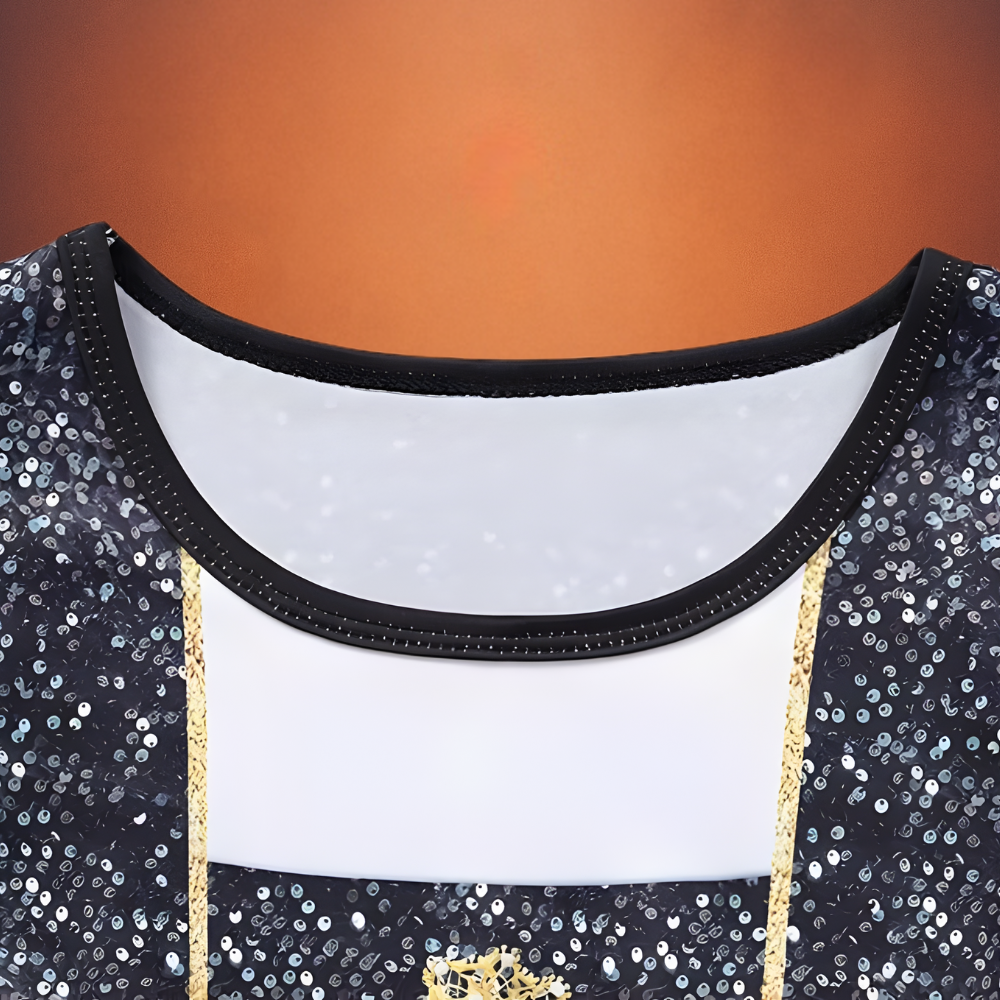 Costume Kpop Halloween pour enfants Robe de star de la pop Imprimé paillettes Tenue de scène pour performance