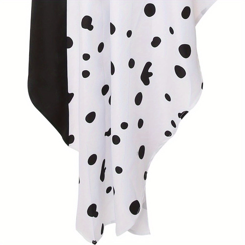 Women’s Hooded Halloween Movie Costume Dress | Asymmetrical Dalmatian