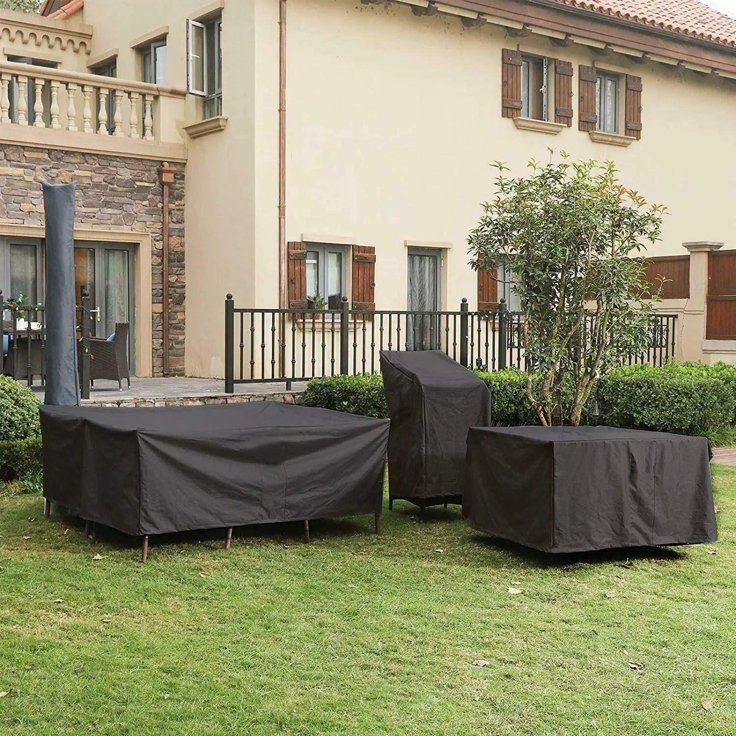 Waterproof Garden Furniture Cover Black Polyester