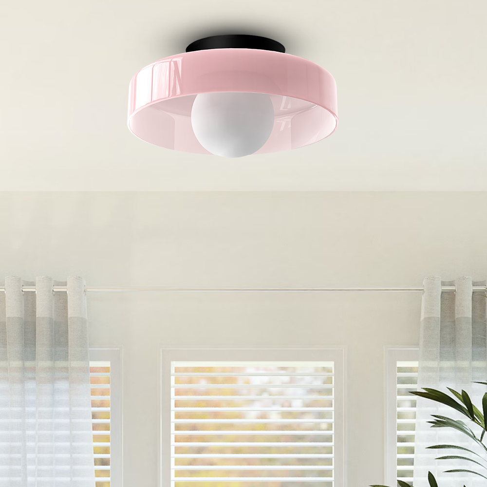 Lampada da soffitto moderna con struttura rotonda in vetro