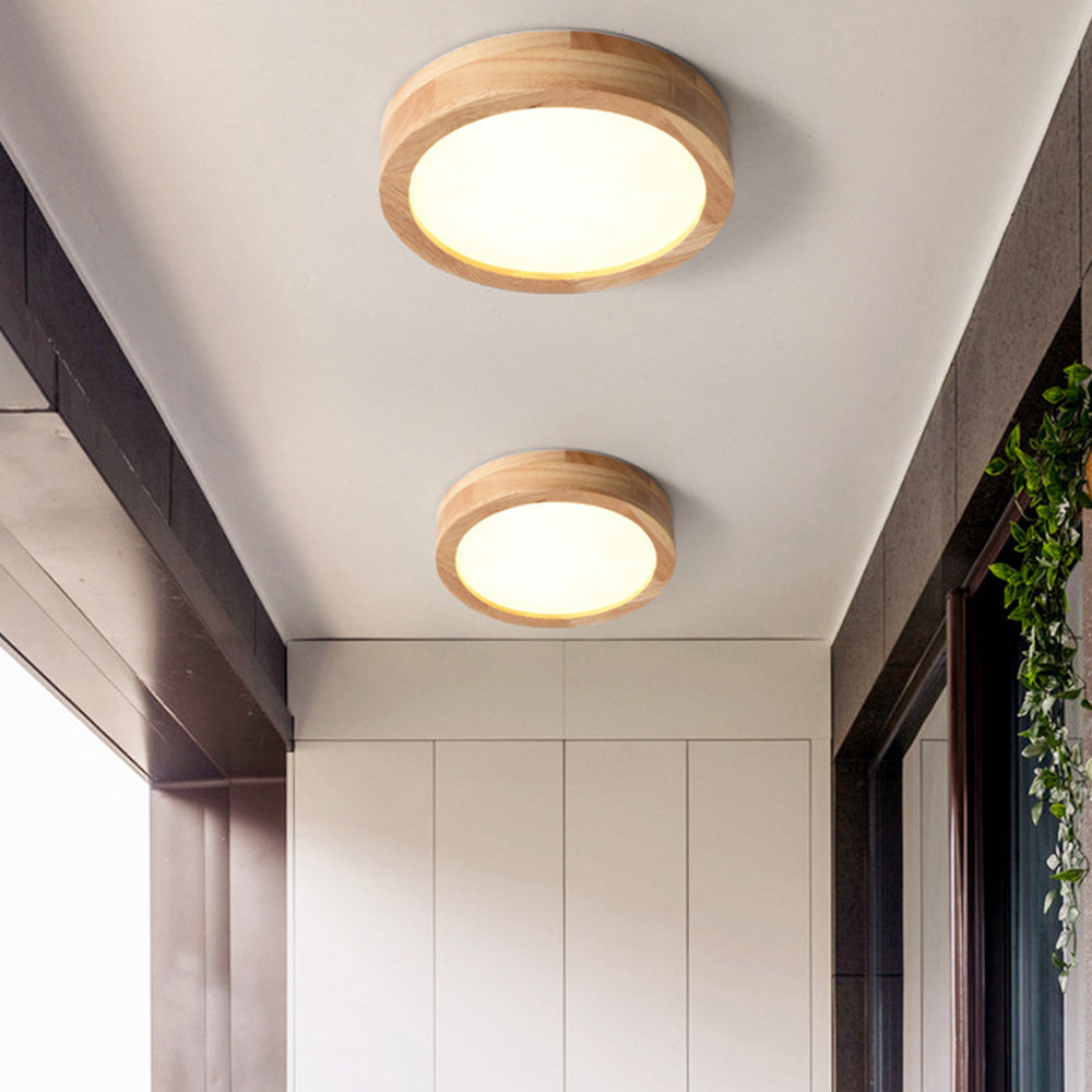 Lámpara de techo de madera con luz LED empotrada