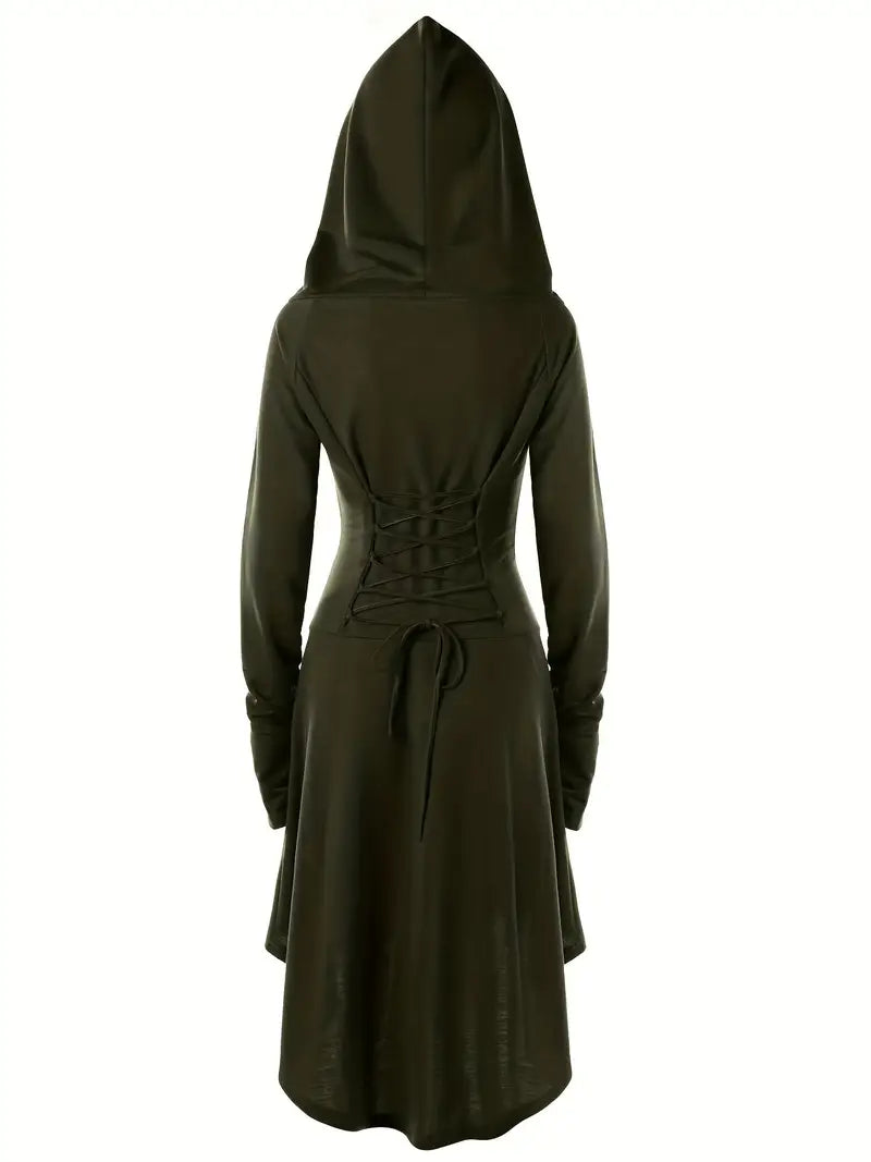 Corsé Gótico Vestido de Disfraz de Halloween de Manga Larga | Midi