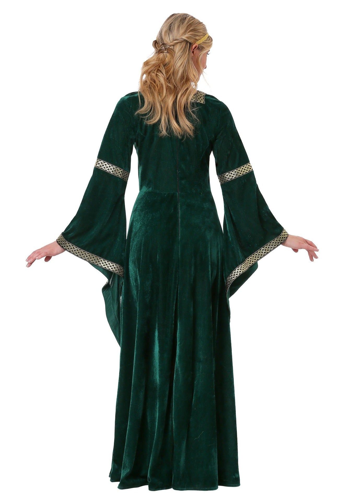 Disfraz de Halloween medieval con cordones para mujer | Vestido largo de manga larga
