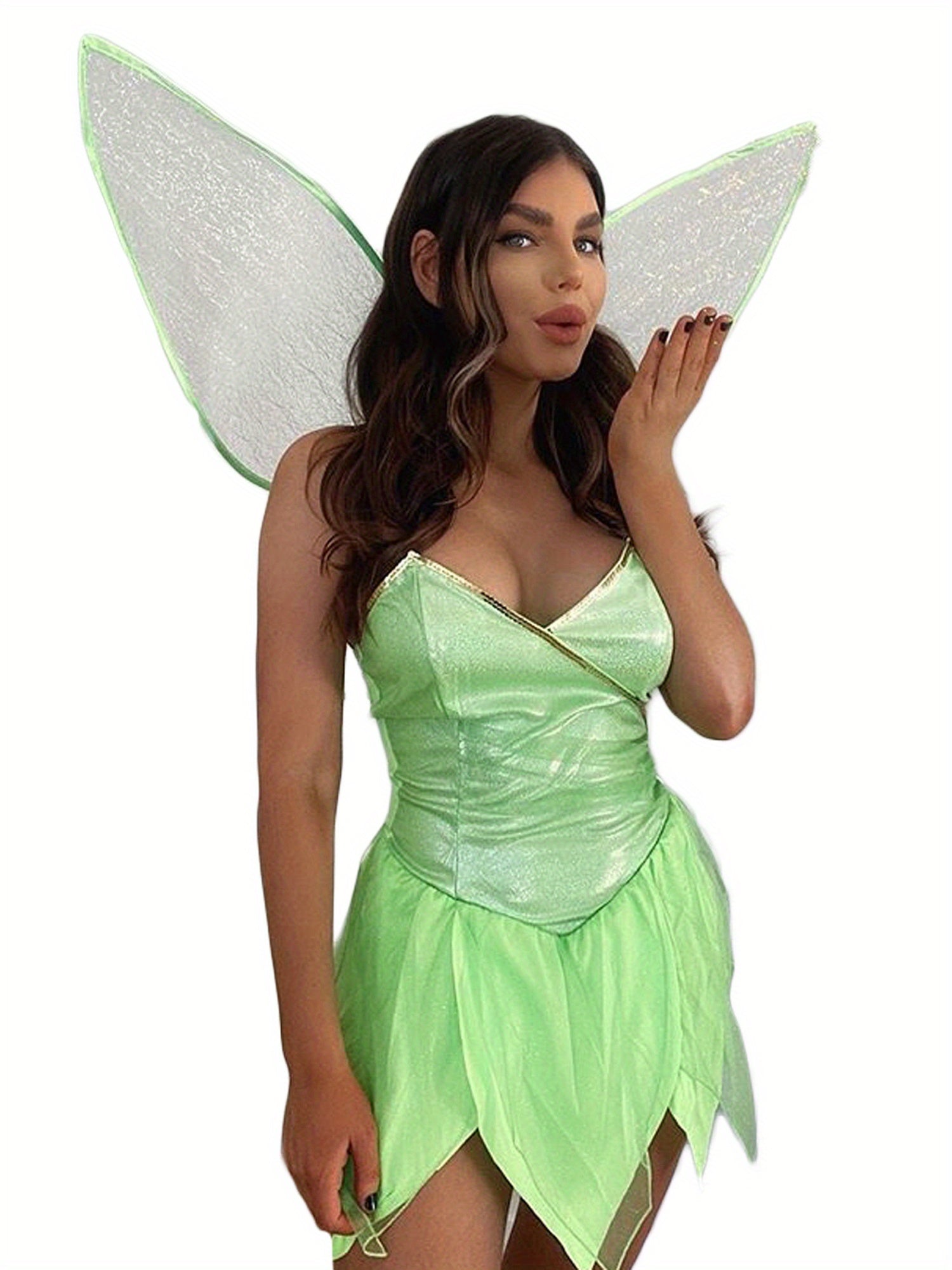 Disfraz de hada para mujer de Halloween | Mini vestido sin mangas con lentejuelas