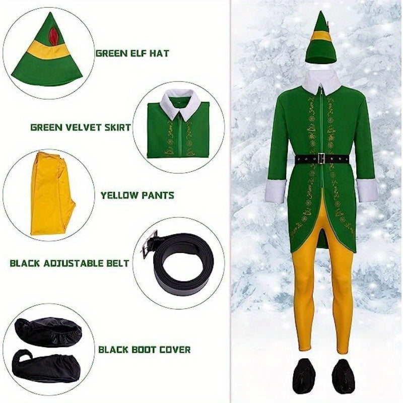 Men's Funny Long Sleeve Halloween Elf Costume | Holiday Wear