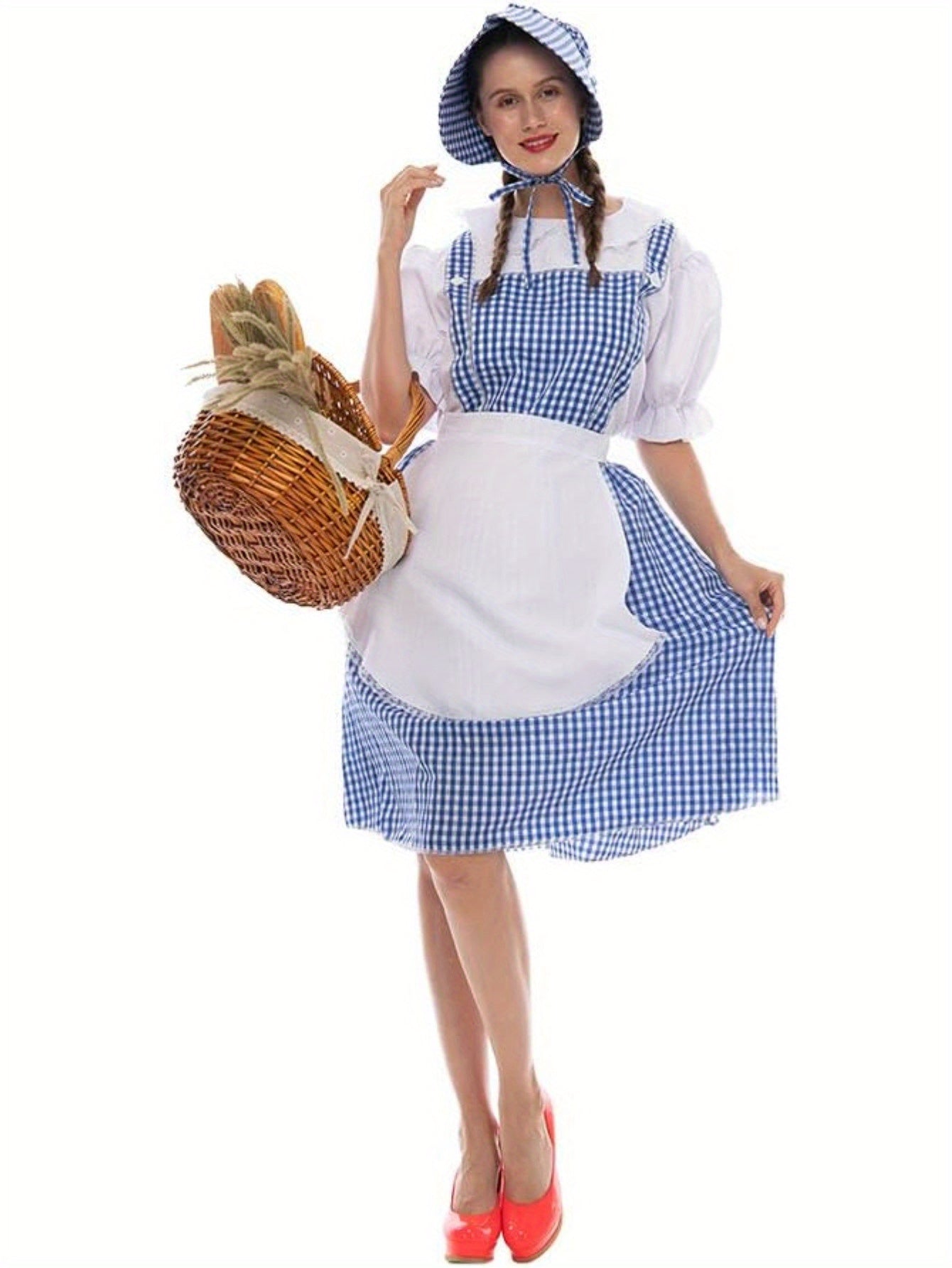 Vestido de Disfraz de Halloween Vintage de Pradera para Mujer | Manga Abullonada Midi