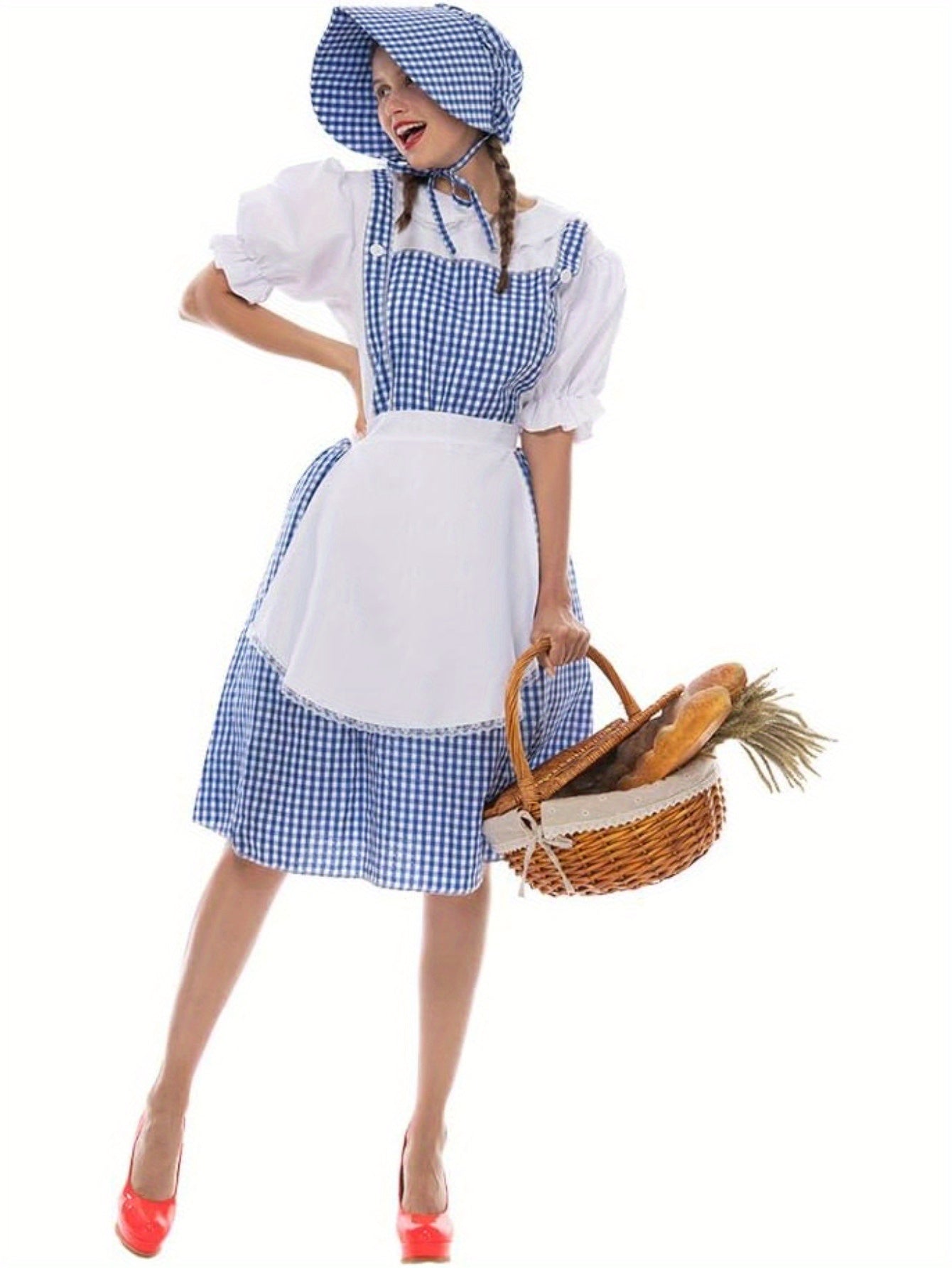 Vestido de Disfraz de Halloween Vintage de Pradera para Mujer | Manga Abullonada Midi