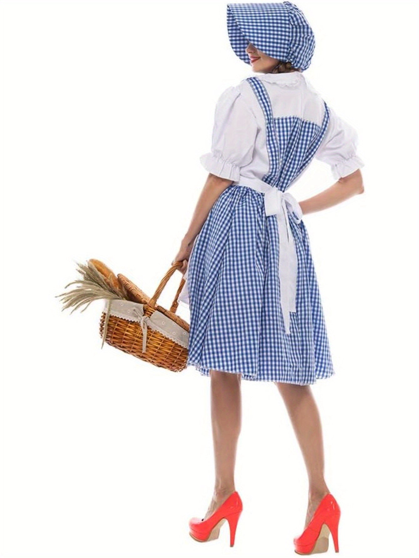 Vestido de Disfraz de Halloween Vintage de Pradera para Mujer | Manga Abullonada Midi