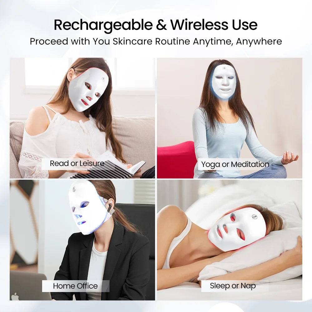 Máscara facial LED con terapia de luz para el cuello