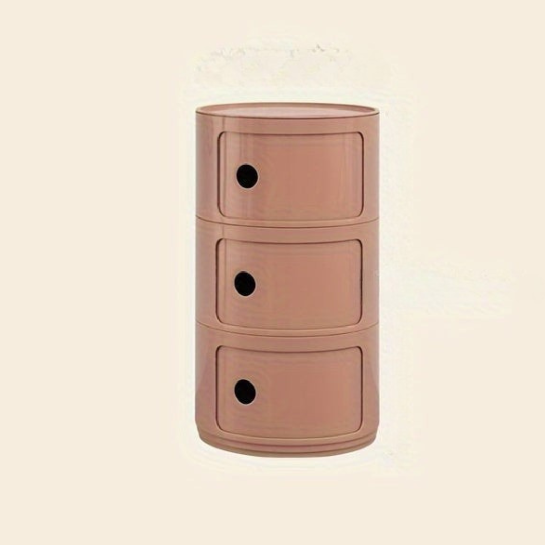 Bedside Table with Round Plastic Storage Drawers