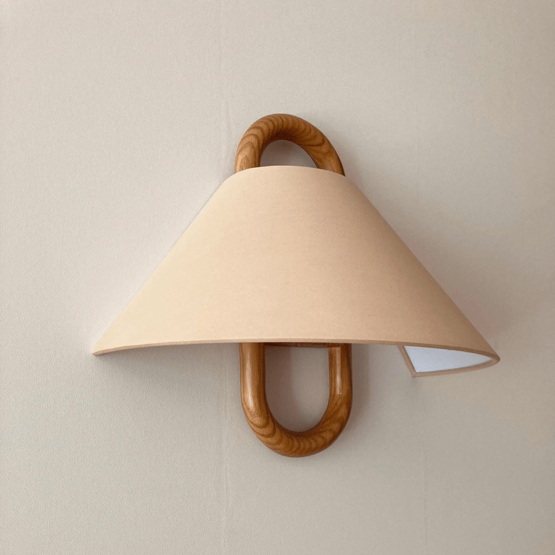 Wandlampe Modern Holz Stoff Wandleuchte Lampe