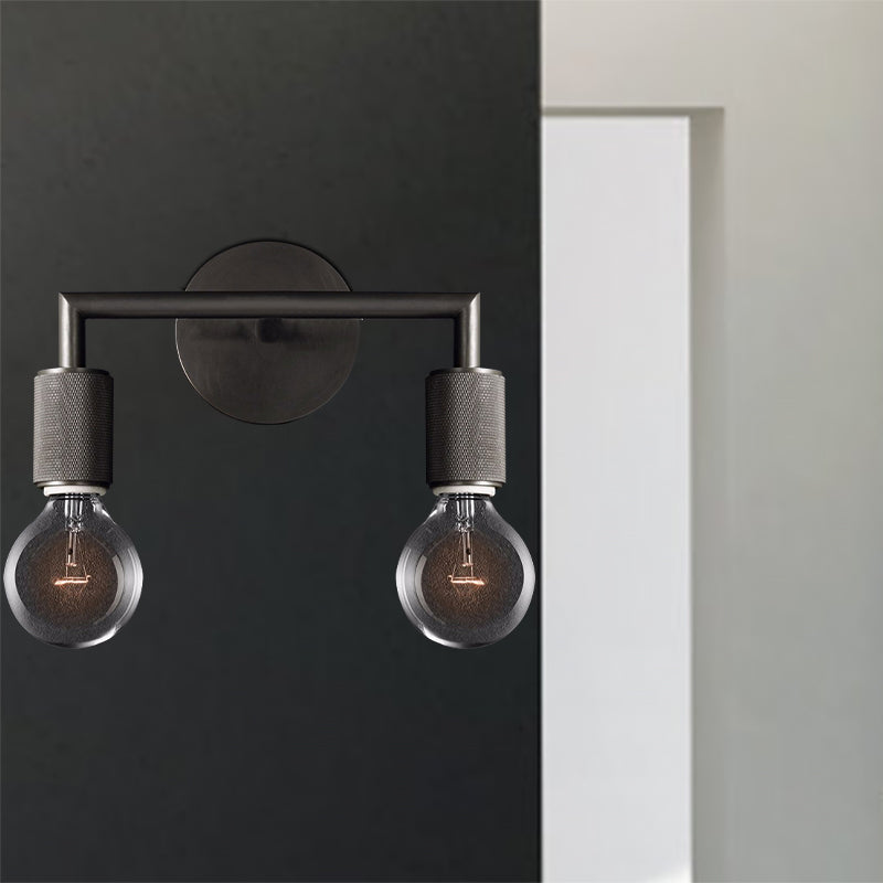 Wall Light Brass Metal Double Bulb Sconce