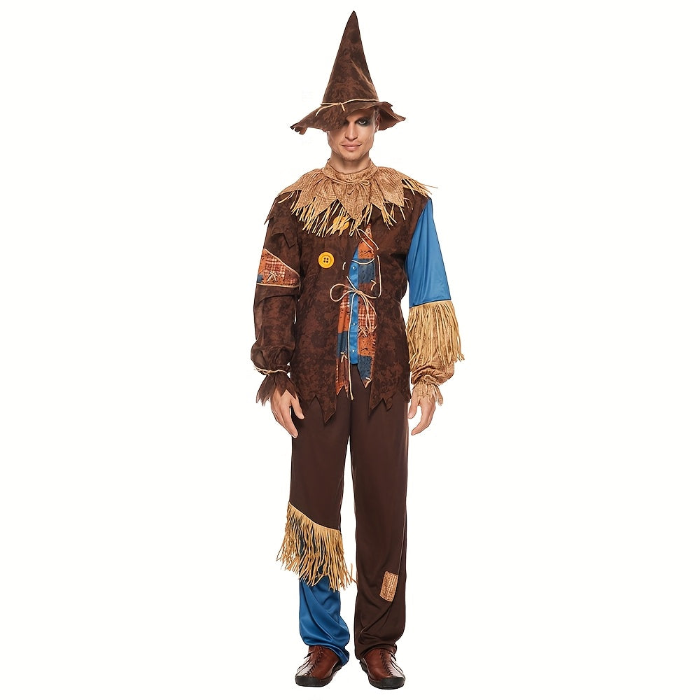 Disfraz clásico de espantapájaros de Halloween para hombre con mangas largas | Clásico