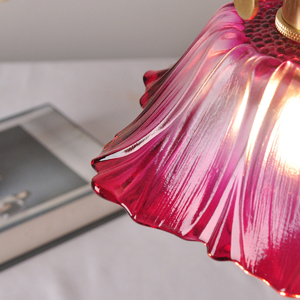Vintage Floral Glass Pendant Light Fixture for Dining Room - Elegant Retro Design to Illuminate Your Space