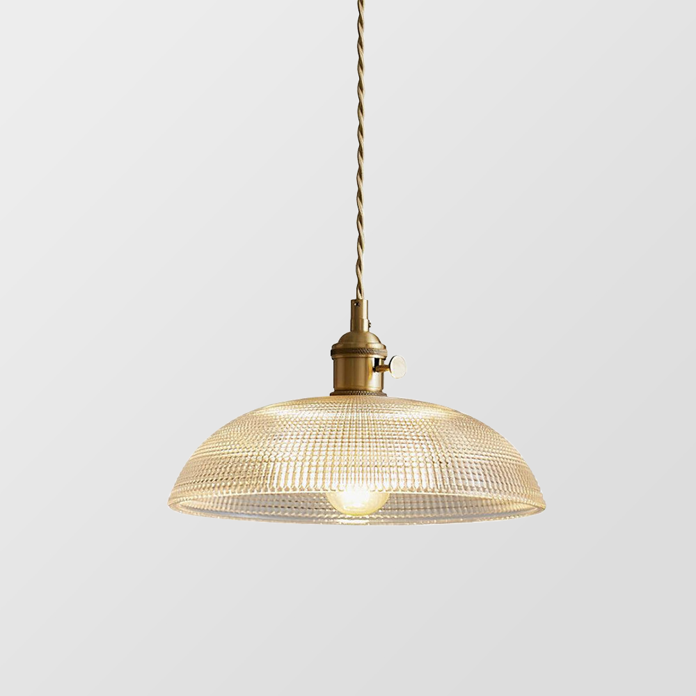 Pendant Light with Ribbed Glass Shade