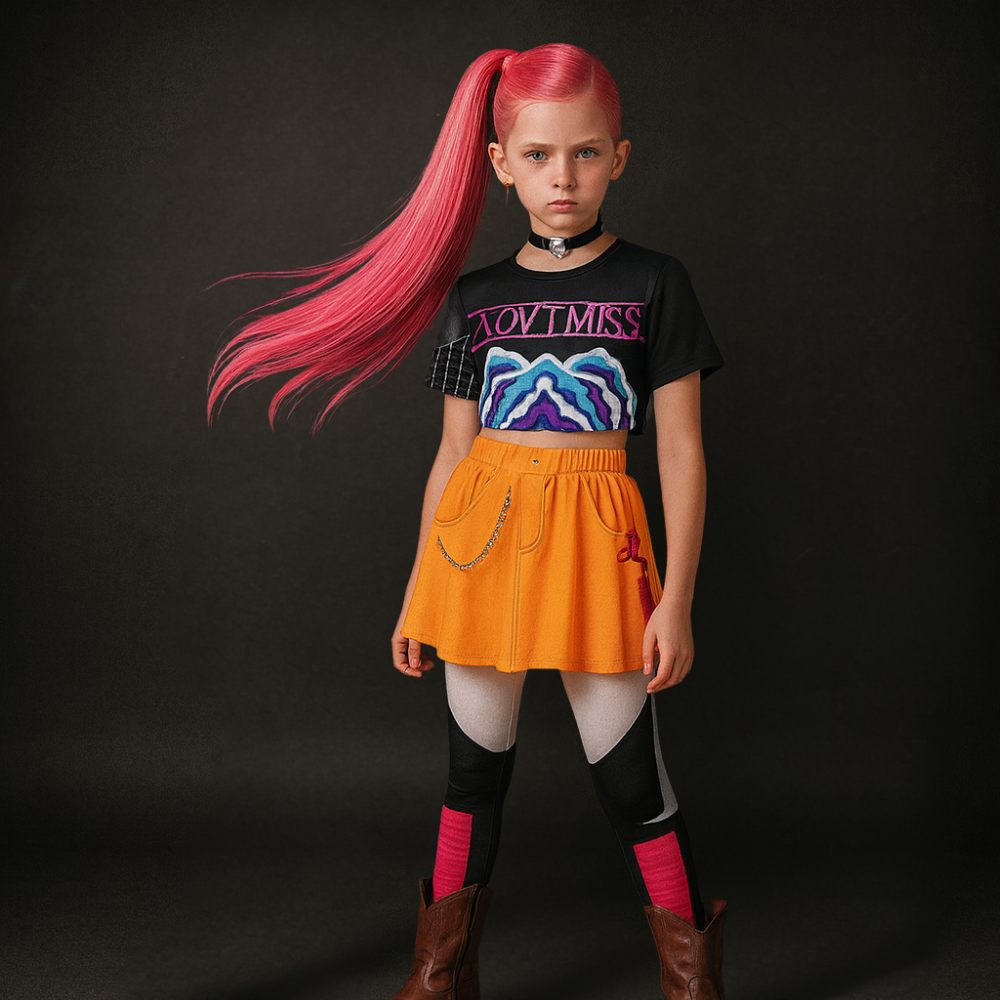 Costume Kpop Halloween pour enfants Robe de star de la pop Imprimé paillettes Tenue de scène pour performance