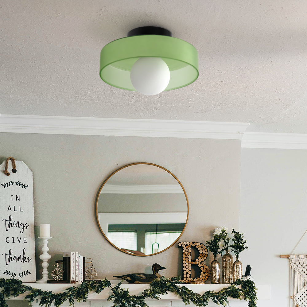 Lampada da soffitto moderna con struttura rotonda in vetro