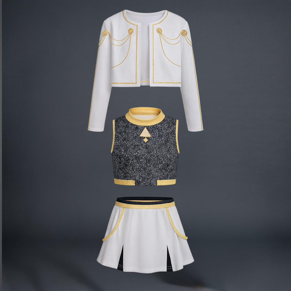 Costume Kpop Halloween pour enfants Robe de star de la pop Imprimé paillettes Tenue de scène pour performance