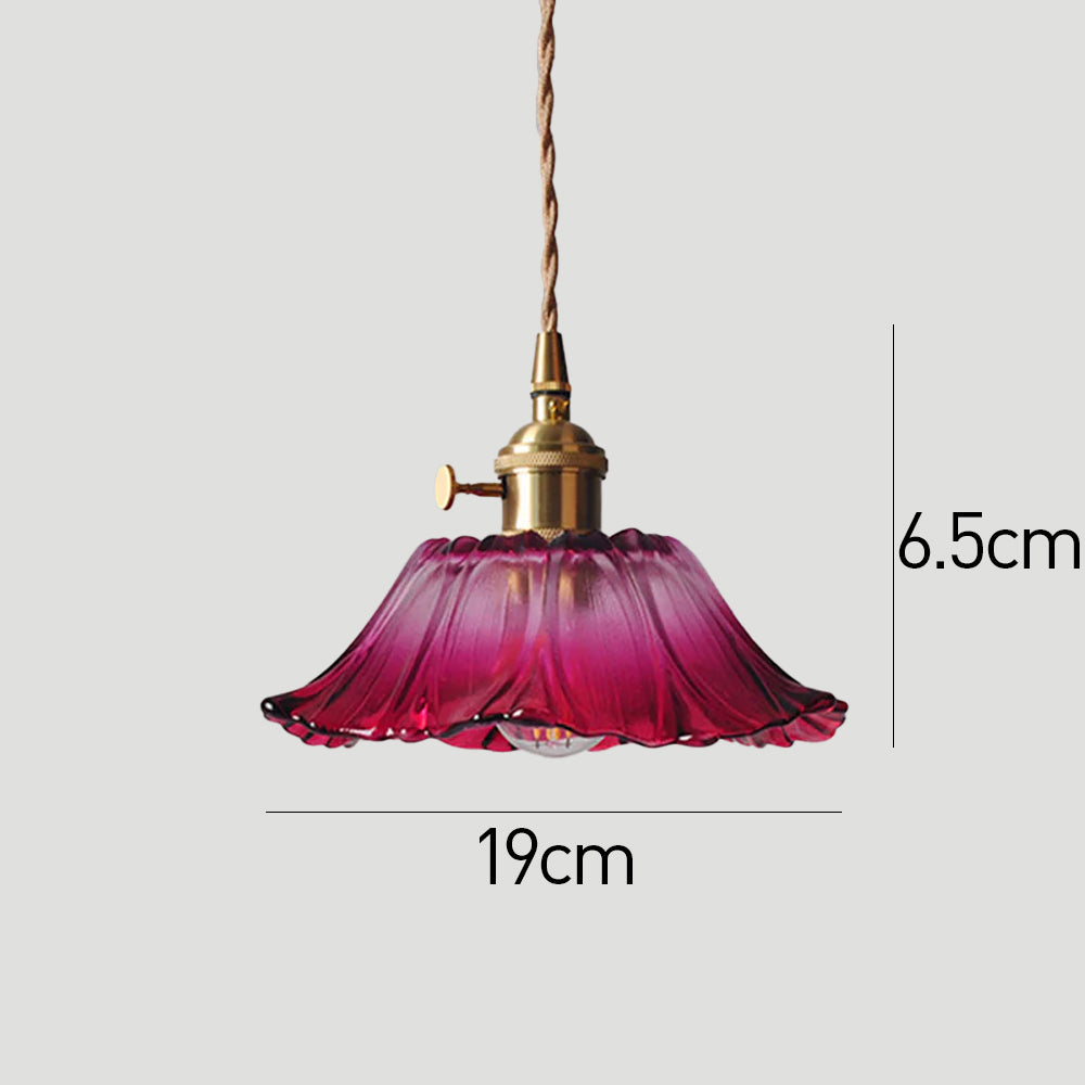 Vintage Floral Glass Pendant Light Fixture for Dining Room - Elegant Retro Design to Illuminate Your Space