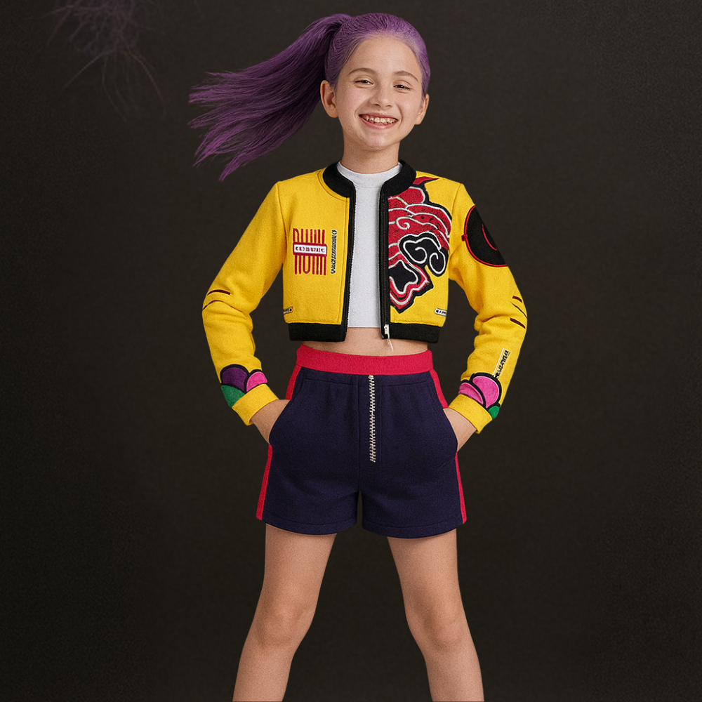 Costume Kpop Halloween pour enfants Robe de star de la pop Imprimé paillettes Tenue de scène pour performance