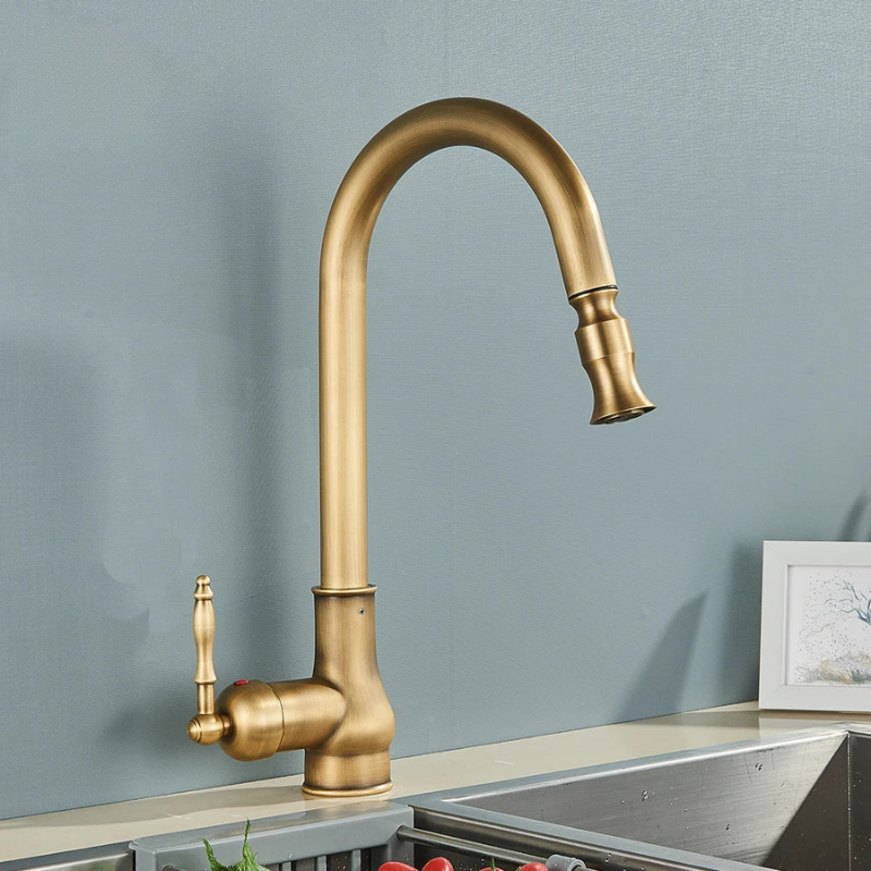 Vintage Brass Kitchen Mixer Tap Swivel Spout