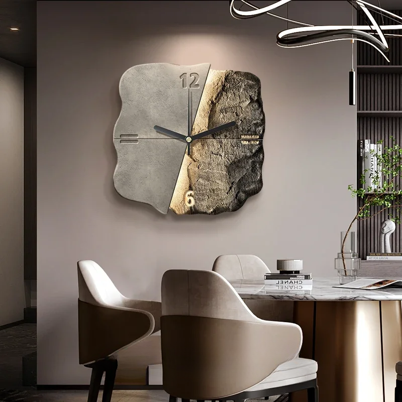 Reloj de pared moderno de piedra arenisca 3D de cuarzo silencioso